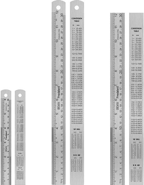 Breman Precision 3 Pc Metal Ruler Set 6 Inch Ruler And 2 Pc 12 Inch