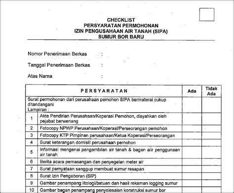 Contoh Surat Permohonan Izin Pengusahaan Air Tanah Surat Permohonan