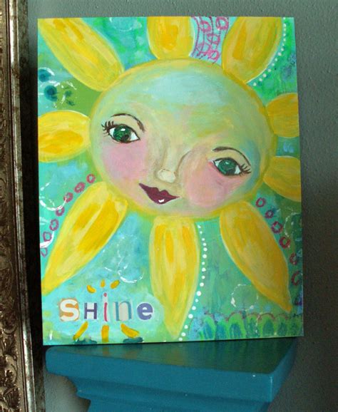 Sun Painting Sunshine Original Painting 8x10 Whimsical Art