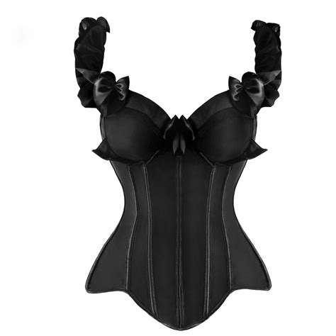 women s vintage satin corset bustier top boned elastic ruffled straps outwear overbust corset