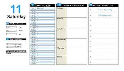 Daily Planner Template Excel
