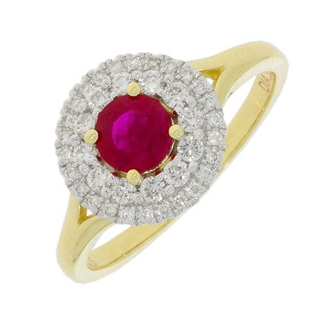 9ct Gold Ruby And Diamond Cluster Ring