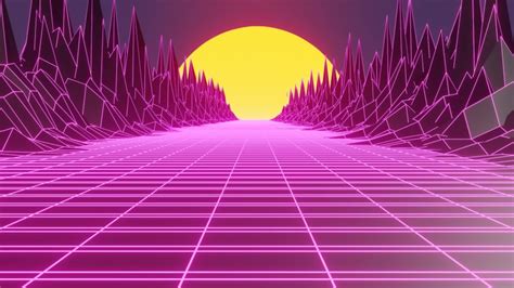 Synthwave 80s Style Animation Background Stock Footage Video 100