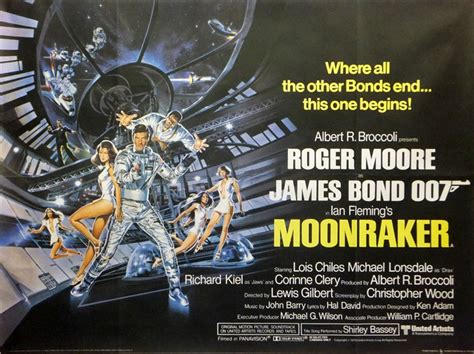 За маской добропорядочного американского миллиардера дракса скрывается сумасшедший учёный. Moonraker Poster, UK Quad, 1979, Goozee Daniel