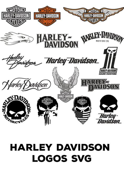 Harley Logos Are Shown In Black And White With The Words Harley