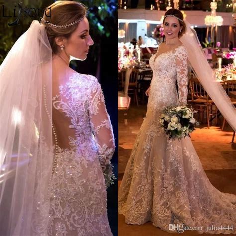 2019 Mermaid Wedding Dresses Arabia Dubai Luxury Sparkly Crystal Lace