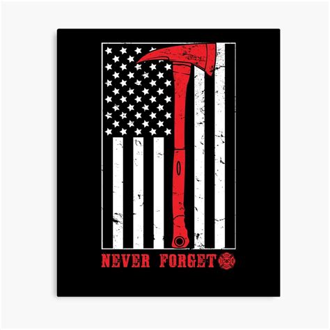 911 Never Forget Firefighter Hero Thin Red Line 911 2001 Canvas