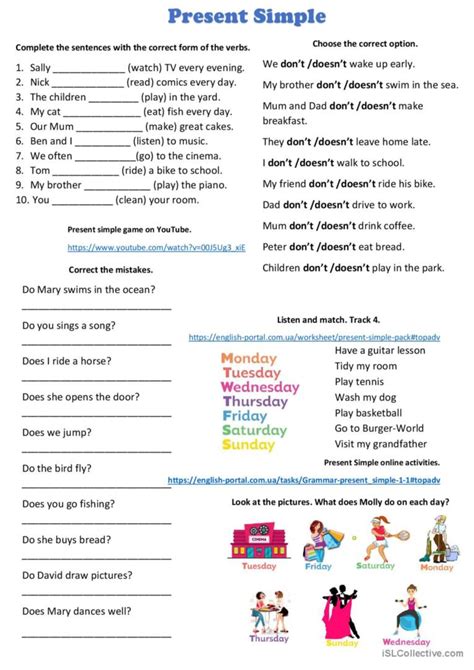 Present Simple Activities With Liste English Esl Worksheets Pdf Doc