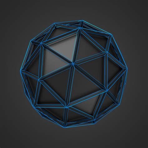 Premium Photo Abstract 3d Rendering Of Low Poly Black Sphere Scifi