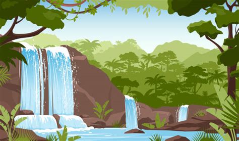 tropical waterfall illustrations royalty free vector graphics and clip art istock