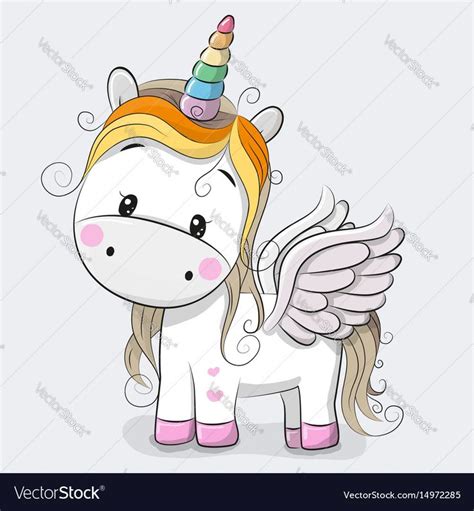 Cute Cartoon Unicorn Isolated On A Gray Background Download A Free