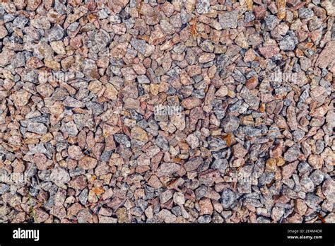 Background Of Natural Grey Granite Crushed Stone Macadam Macro Photo