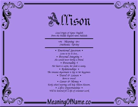 Allison Meaning Of Name