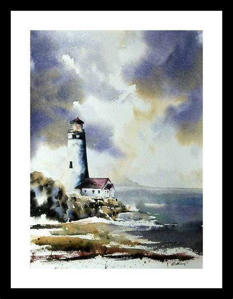 Lighthouse Original Watercolour Painting Folksy In 2020