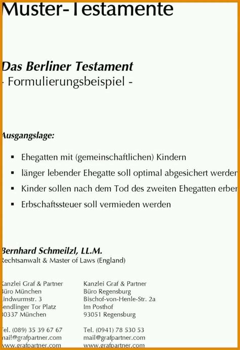 Ausnahmsweise Berliner Testament Vorlage Kostenlos Ausdrucken Luxus Muster Vorlagen