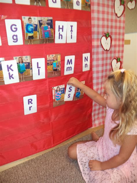 Alphabet Picture Sorting With Pocket Chart Take Each Childs Picture