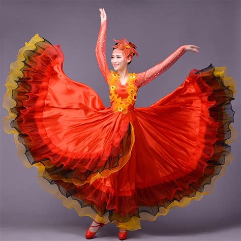 Spanish Dance Costumes For Women Skirts Saia Flamenco Dress Skirt Red