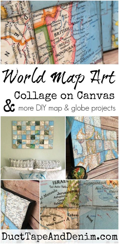 How To Make A World Map Art Collage On Canvas Map Art Diy Map Crafts