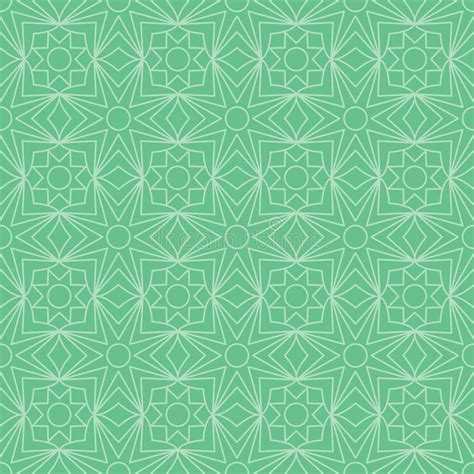 Ramadan Star Line Symmetry Green Seamless Pattern Stock Vector