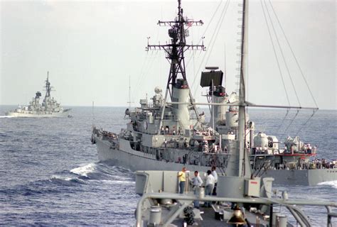 A Starboard Quarter View Of The Guided Missile Destroyer Uss Barney