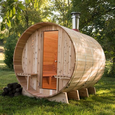 Almost Heaven Saunas Grandview Wood Burning Barrel Sauna In Rustic Cedar