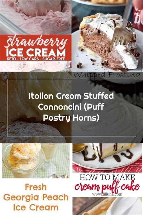 Rispy and buttery puff pastry cannoncini (italian cream horns) filled with rich custard cream. Italian Cream Stuffed Cannoncini (Puff Pastry Horns) in ...