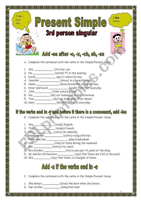 Present Simple 3rd Person Singular Rules And Exercises Simple