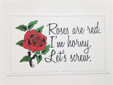 Naughty Love Poem Card Roses Are Red Im Horny Lets Screw Etsy