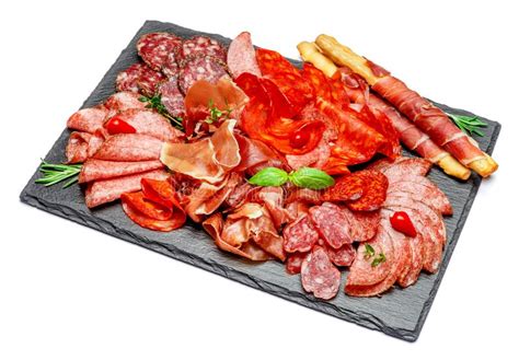Cold Meat Plate With Salami And Chorizo Sausage And Parma Stock Image