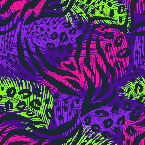 Abstract Geometric Seamless Pattern With Animal Print Premium Vector