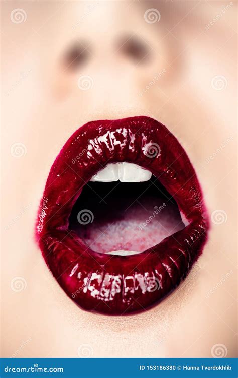 Mouth Open Glossy Lips Beautiful Makeup Sensual Mouth Lip Beauty