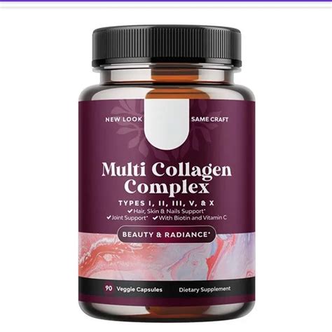 Multi Collagen Complex Type I Ii Iii V X Biotin Vitamin C Supplement