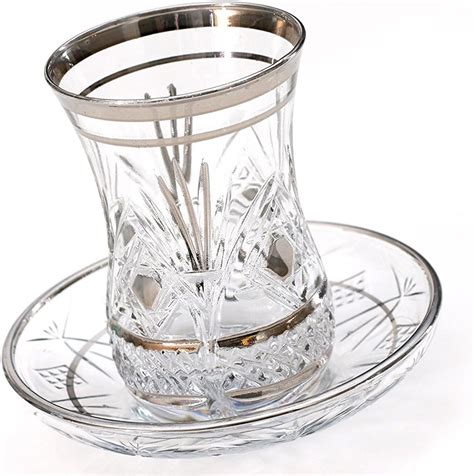 Amazon Com Silver Plated Turkish Tea Glasses With Saucers Sets