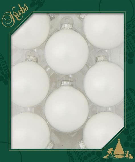 Christmas By Krebs 8ct White Satin Glass Christmas Ball Ornaments 25