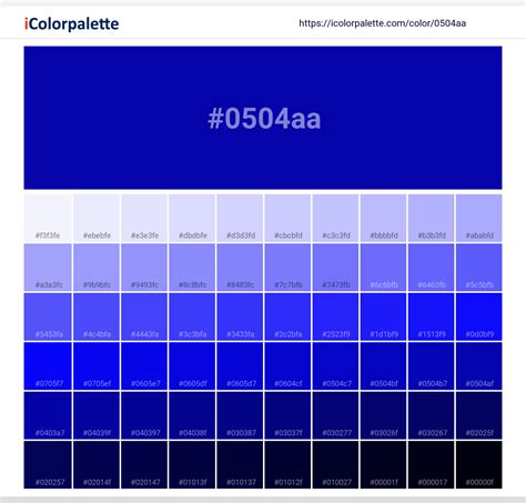 Hex Color Code 0504aa Traditional Royal Blue Color Information Hsl