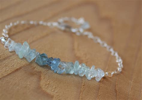 Raw Aquamarine Bracelet All Natural Aquamarine Bracelet Etsy