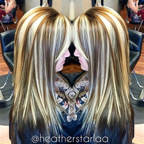 These stunning highlights go extremely well with medium dark hair. Dark brown underneath with blonde and medium brown on top ...