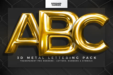 3d Chrome Metal Lettering Pngs 371498 Objects Design Bundles