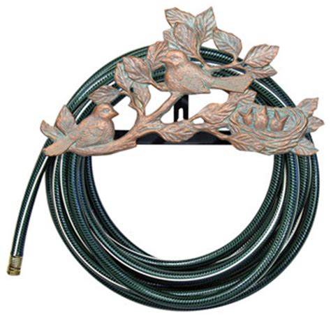 A rustproof galvanized hose & utility hanger will hold up to a hundred feet of hose; 18"x9.75"x6.5" Chickadee Hose Holder - Contemporary - Garden Hose Reels - by ArchitecturalDepot