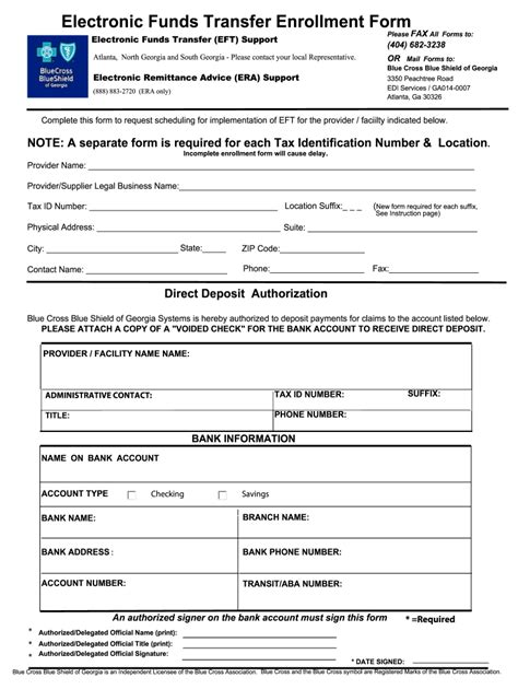 Bcbs Of Georgia Eft Form Fill Out And Sign Online Dochub