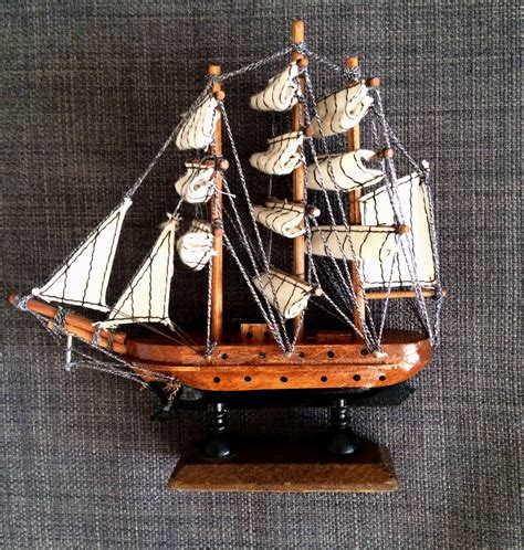 Wooden Sailboat Model Vintage 3 Mast Handmade Wonderful Nautical