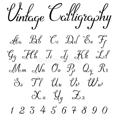 Vintage Calligraphic Script Font Vector Letters Stock Vector