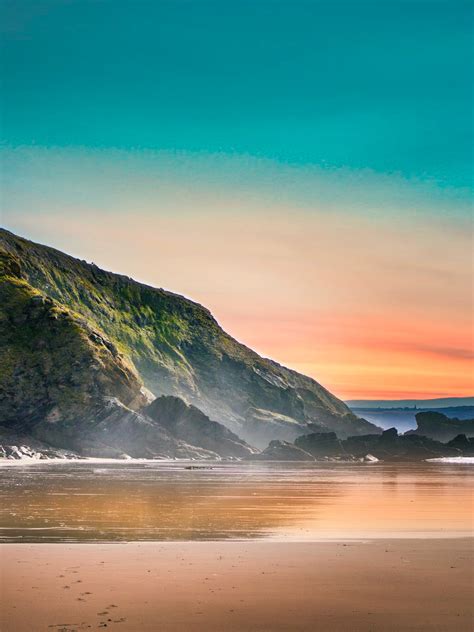 Seashore Wallpaper 4k Beach Sunset Dawn Landscape Scenery Rocks