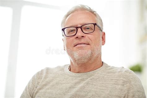 Close Up Of Smiling Senior Man In Glasses Stock Image Image Of People