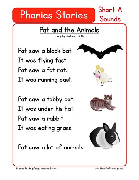 This Reading Comprehension Worksheet Pat And The Animals Is For