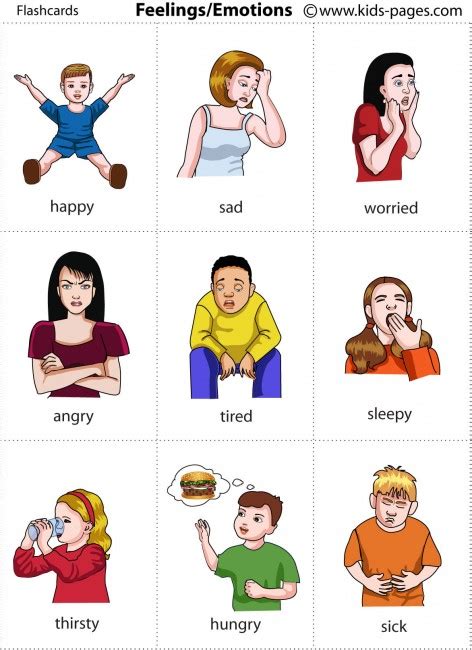 Printable Emotions Flashcards Flashcards For Learning