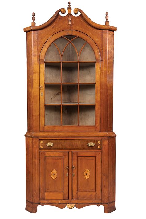Federal Inlaid Cherry Corner Cupboard Doyle Auction House