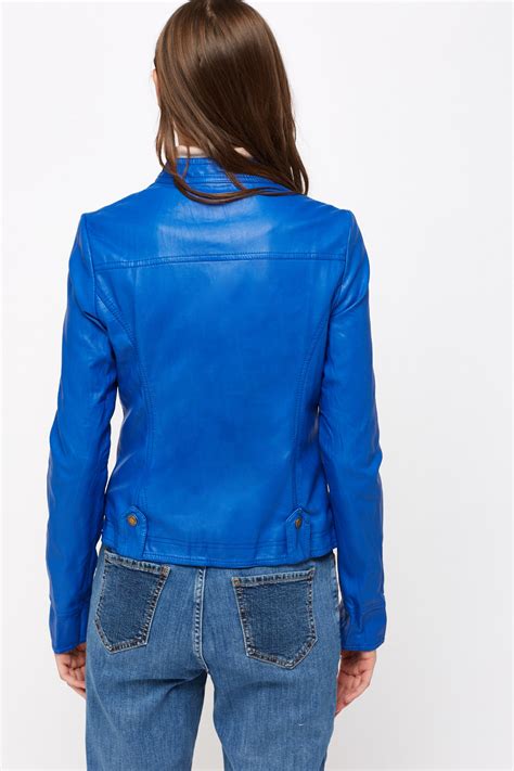 Royal Blue Faux Leather Jacket Just 7