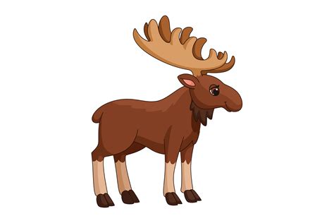 Cartoon Moose Big Brown Elk Forest Ani Graphic By Ladadikart