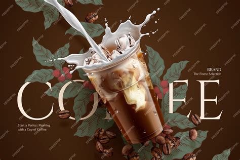Premium Vector Cold Brew Coffee Ads With Retro Style Engraving Over